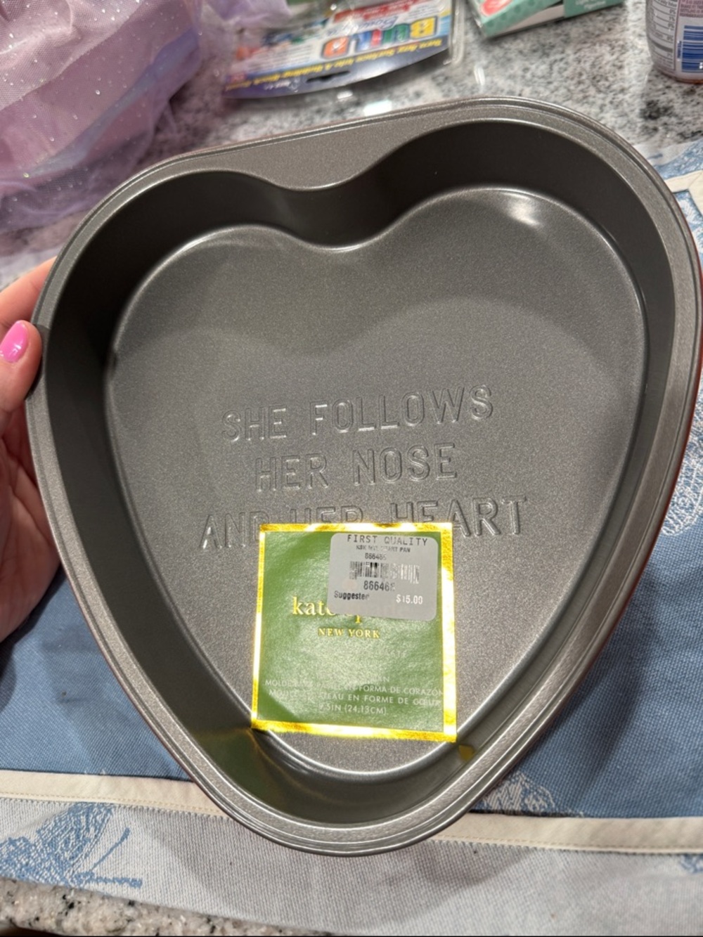 kate spade Metallic Gray Heart Cake Pan